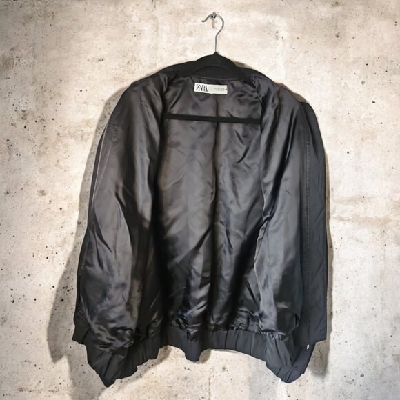 Zara Oversized Wool Bomber Black Jacket - Picture 6 of 7